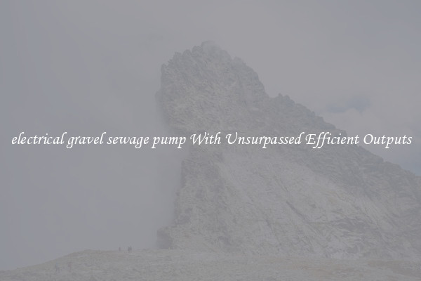 electrical gravel sewage pump With Unsurpassed Efficient Outputs