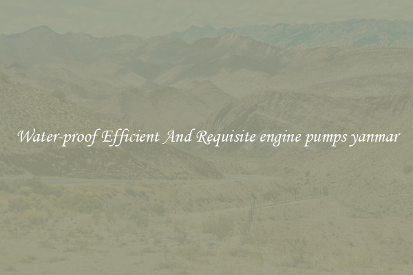 Water-proof Efficient And Requisite engine pumps yanmar
